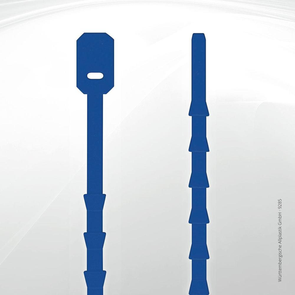 Uzávěr vázací silikon délka 110 mm, silný, modrý (100ks)