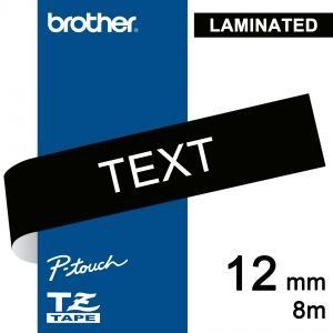 Páska do tiskárny P-touch 12 mm/8 m, lamin., černá, písmo bílé, pevná (1ks)